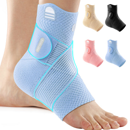 ZOELION Ankle Brace Compression Support with Removable Fishnet Strap, 3D Knit Plantar Fasciitis Relief Achilles Tendonitis Brace, Ankle Compression Sleeve for Pain Relief & Injury Healing
