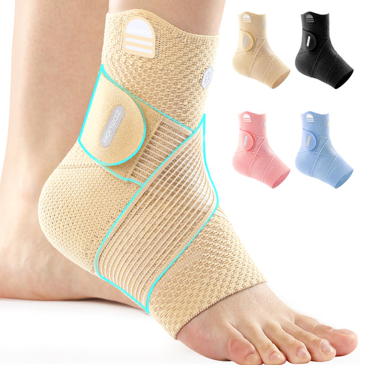 ZOELION Ankle Brace Compression Support with Removable Fishnet Strap, 3D Knit Plantar Fasciitis Relief Achilles Tendonitis Brace, Ankle Compression Sleeve for Pain Relief & Injury Healing