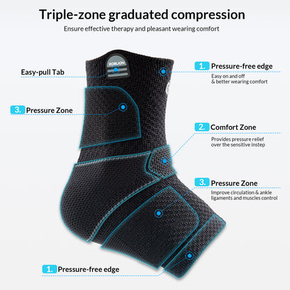 ZOELION Ankle Brace Compression Support with Removable Fishnet Strap, 3D Knit Plantar Fasciitis Relief Achilles Tendonitis Brace, Ankle Compression Sleeve for Pain Relief & Injury Healing