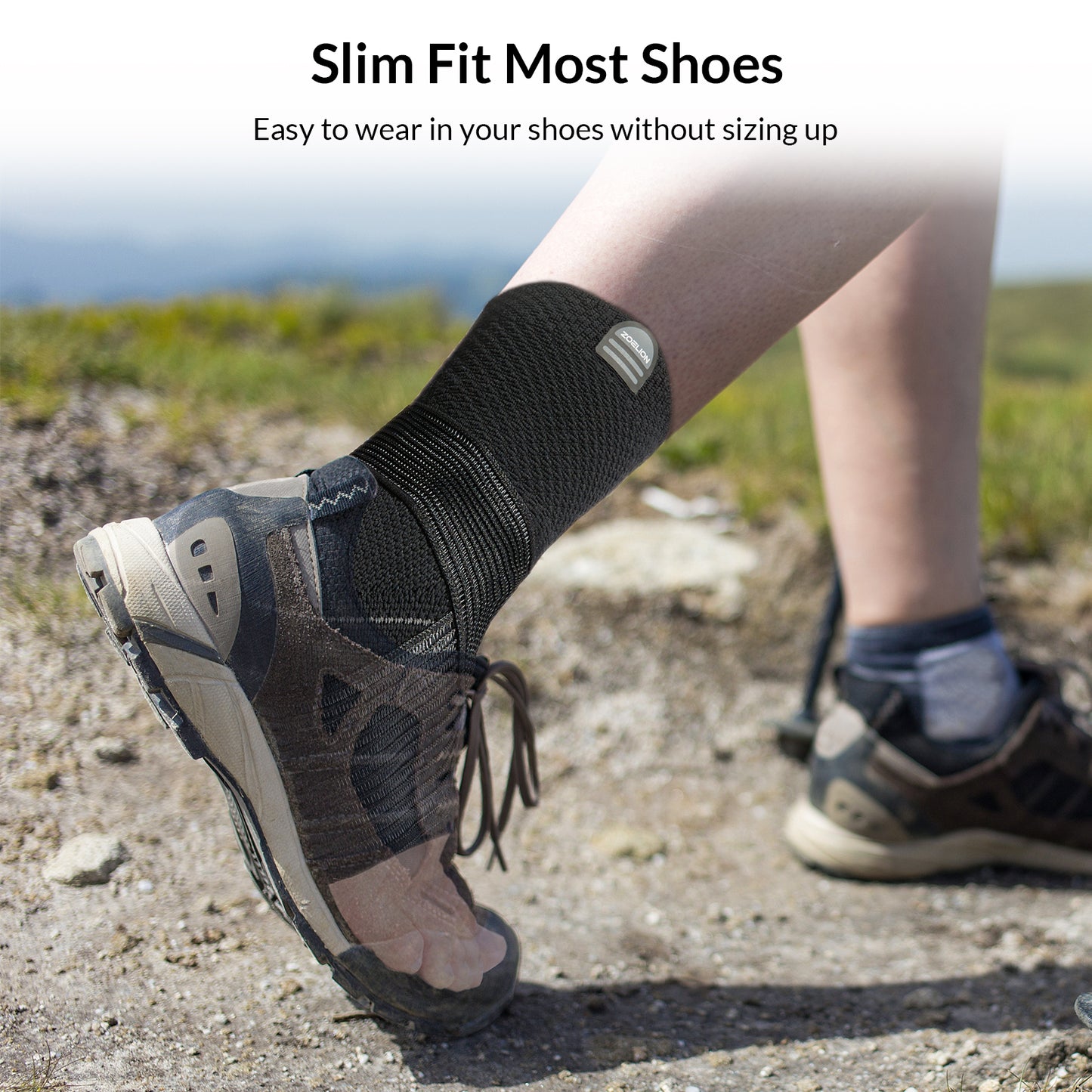 ZOELION Ankle Brace Compression Support with Removable Fishnet Strap, 3D Knit Plantar Fasciitis Relief Achilles Tendonitis Brace, Ankle Compression Sleeve for Pain Relief & Injury Healing