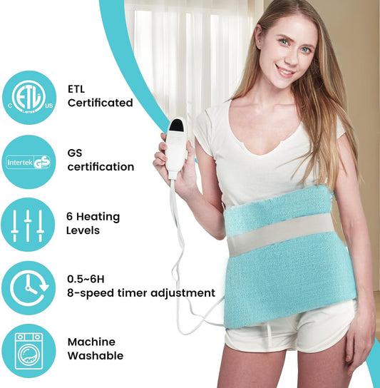 Zoelion 24"x12" Heating Pad, 6 Heat Settings & 2 Hours Auto Shut-off,Heating Pads for Cramps,Back,Neck,Leg and Shoulders,Green