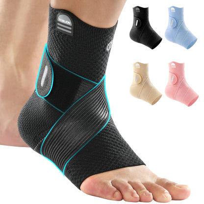 ZOELION Ankle Brace Compression Support with Removable Fishnet Strap, 3D Knit Plantar Fasciitis Relief Achilles Tendonitis Brace, Ankle Compression Sleeve for Pain Relief & Injury Healing