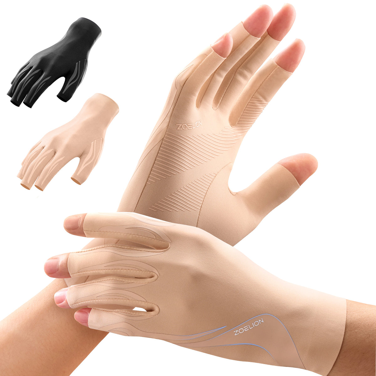 Zoelion Compression Arthritis Gloves for Men & Women,Breathable Hand Support with Open Fingers,1 Pair