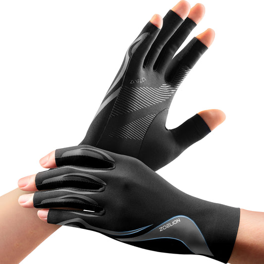 Zoelion Compression Arthritis Gloves for Men & Women,Breathable Hand Support with Open Fingers,1 Pair