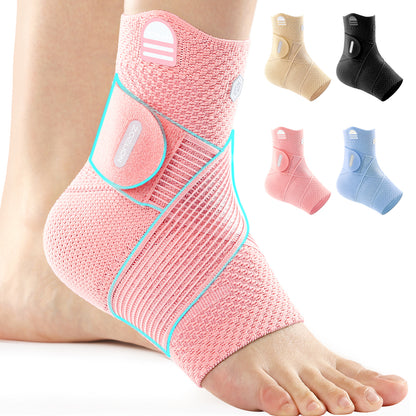 ZOELION Ankle Brace Compression Support with Removable Fishnet Strap, 3D Knit Plantar Fasciitis Relief Achilles Tendonitis Brace, Ankle Compression Sleeve for Pain Relief & Injury Healing