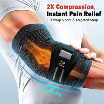 ZOELION 2X Support Tennis Elbow Brace with Targeted Gel-Pad Strap, Elbow Compression Sleeve & Counterforce Arm Band for Tendonitis, Tennis/Golfers, Weightlifting