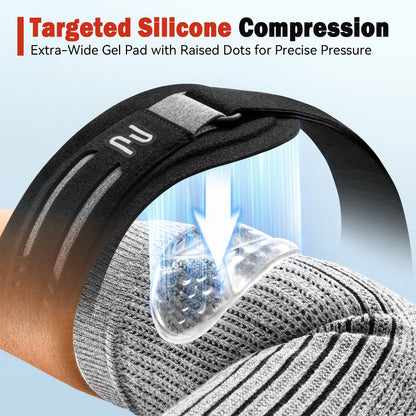 ZOELION 2X Support Tennis Elbow Brace with Targeted Gel-Pad Strap, Elbow Compression Sleeve & Counterforce Arm Band for Tendonitis, Tennis/Golfers, Weightlifting