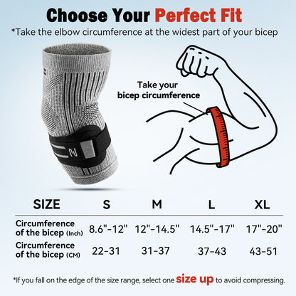 ZOELION 2X Support Tennis Elbow Brace with Targeted Gel-Pad Strap, Elbow Compression Sleeve & Counterforce Arm Band for Tendonitis, Tennis/Golfers, Weightlifting
